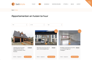 Website van Belistate, gebouwd door Webfluence