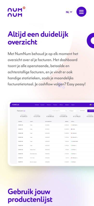Numnum mobile mockup